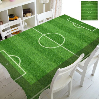 Fețe de masă dreptunghiulare cu imprimare pe teren de fotbal cu iarbă pentru decorarea petrecerilor de masă Față de masă impermeabilă, anti-pete, acoperire pentru mese