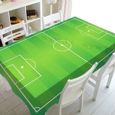 Fețe de masă dreptunghiulare cu imprimare pe teren de fotbal cu iarbă pentru decorarea petrecerilor de masă Față de masă impermeabilă, anti-pete, acoperire pentru mese