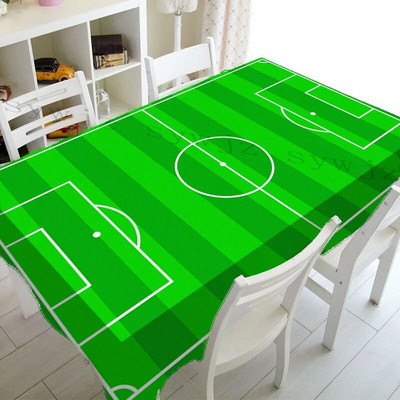 Fețe de masă dreptunghiulare cu imprimare pe teren de fotbal cu iarbă pentru decorarea petrecerilor de masă Față de masă impermeabilă, anti-pete, acoperire pentru mese
