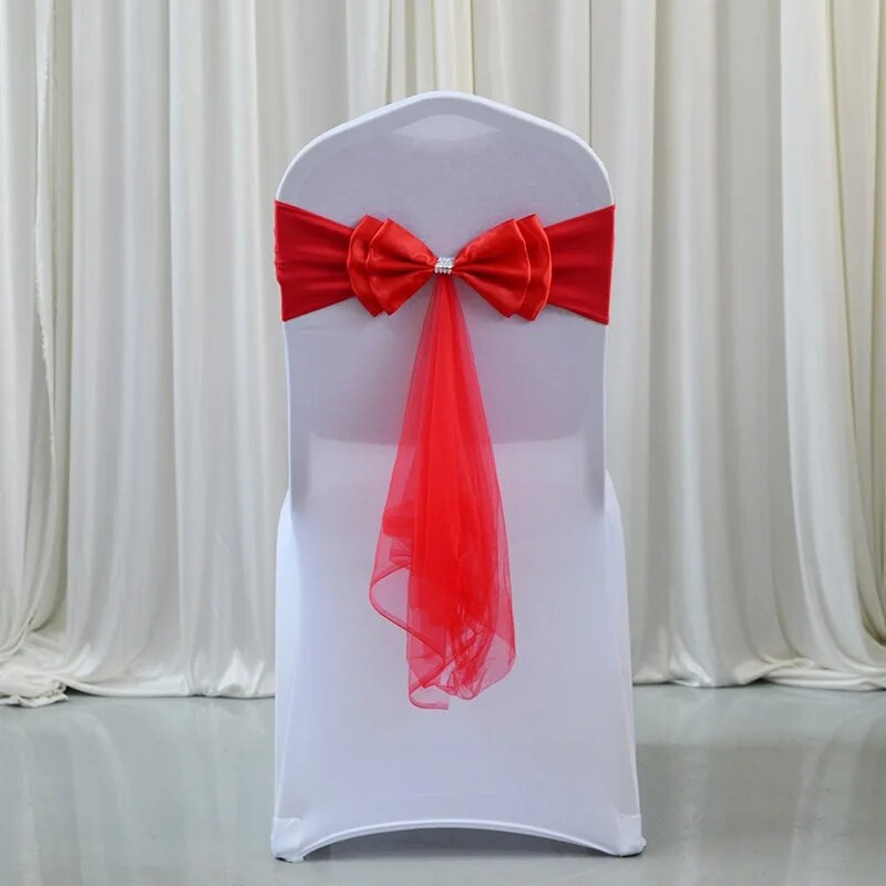 1kom rastezljive trake od spandexa za stolice s mašnama s vezicom od organze za bankete i vjenčanja Elastične trake za stolice