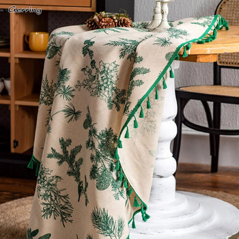 Gerring Памучни ленени покривки Зелена щампована покривка за маса Корейска салфетка Кафе Кръгла покривка за маса Декорация на сватбена маса