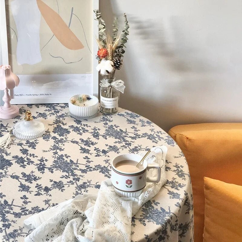Retro gėlėmis margintos staltiesės Medvilninė lininė kavos staliuko valgomojo dangtis Staltiesė Valgomojo stalo rašomojo stalo fonas Audinys 식탁보
