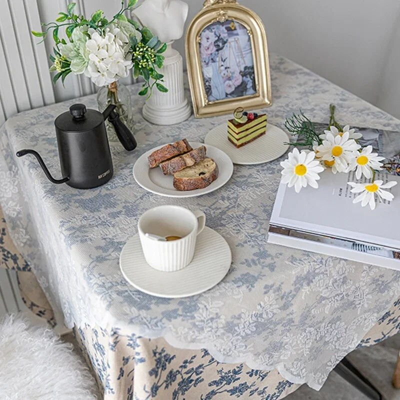 Retro gėlėmis margintos staltiesės Medvilninė lininė kavos staliuko valgomojo dangtis Staltiesė Valgomojo stalo rašomojo stalo fonas Audinys 식탁보
