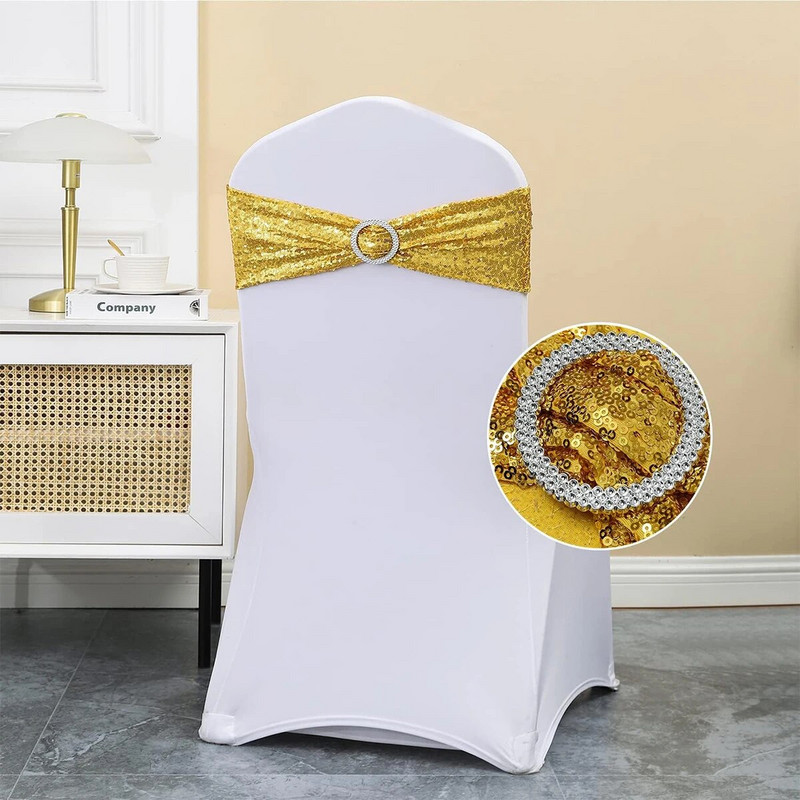 Rastezljive šljokice Mašne za stolicu Trake za stolicu s kopčom za vjenčanje Hotelski banket Prijem Rođendanska zabava Navlaka za stolicu Dekoracija