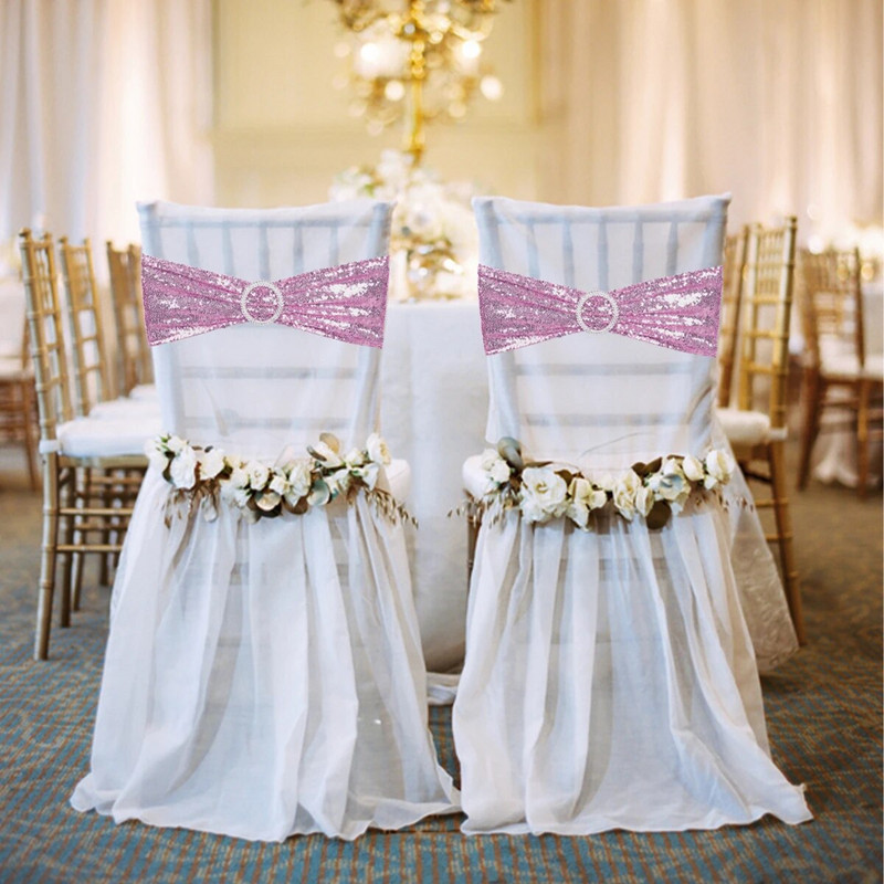 Rastezljive šljokice Mašne za stolicu Trake za stolicu s kopčom za vjenčanje Hotelski banket Prijem Rođendanska zabava Navlaka za stolicu Dekoracija