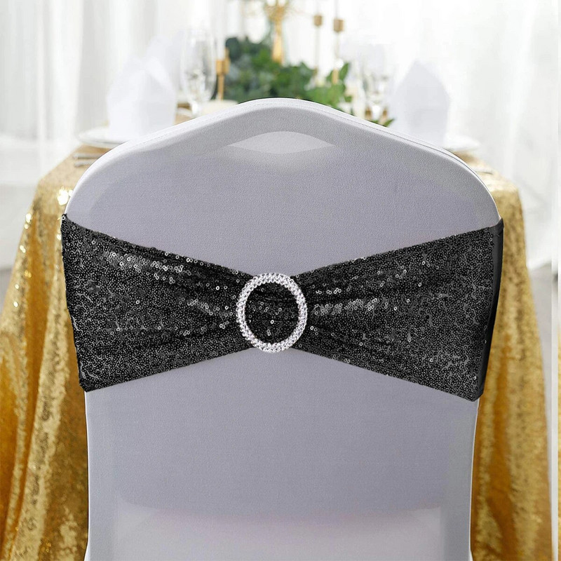 Rastezljive šljokice Mašne za stolicu Trake za stolicu s kopčom za vjenčanje Hotelski banket Prijem Rođendanska zabava Navlaka za stolicu Dekoracija