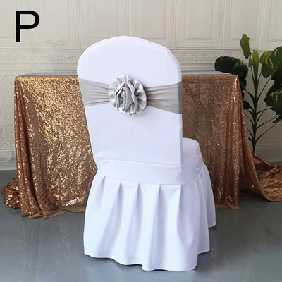 Scaun din poliester cu centură cu fundă 1 buc. Scaun elastic elastic elastic pentru banchet, hotel, nuntă, decorație pentru petrecerea de naștere