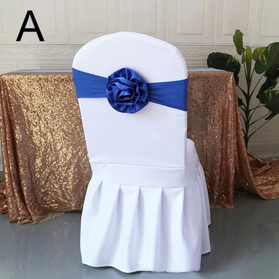 Scaun din poliester cu centură cu fundă 1 buc. Scaun elastic elastic elastic pentru banchet, hotel, nuntă, decorație pentru petrecerea de naștere