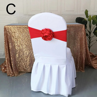 Scaun din poliester cu centură cu fundă 1 buc. Scaun elastic elastic elastic pentru banchet, hotel, nuntă, decorație pentru petrecerea de naștere