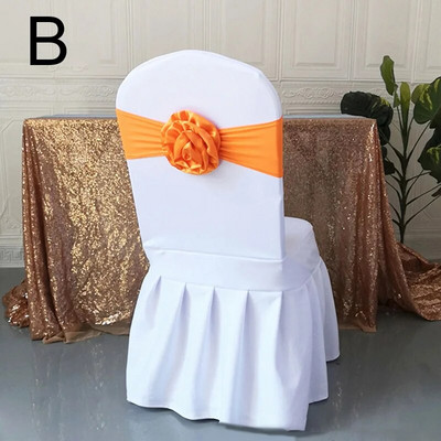Scaun din poliester cu centură cu fundă 1 buc. Scaun elastic elastic elastic pentru banchet, hotel, nuntă, decorație pentru petrecerea de naștere