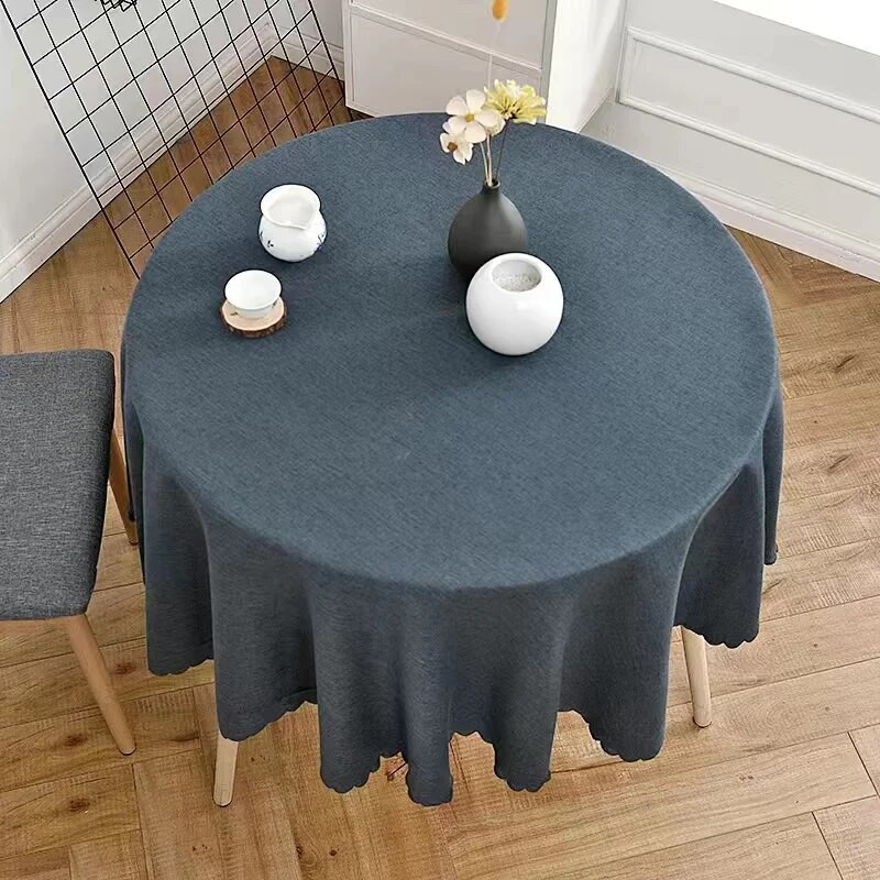 Okrugli stolnjak Pamučno laneno platno Prekrivač stolnjaka Promjer 90-180 cm Za kućnu blagovaonicu Čaj Obrus Tafelkleed mantel de mesa