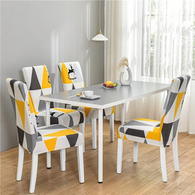 1 vnt geometriniai elastanų kėdžių užvalkalai, tamprūs valgomojo sėdynės užvalkalai, elastingas kėdės apsauginis dėklas restorano vestuvių banketui