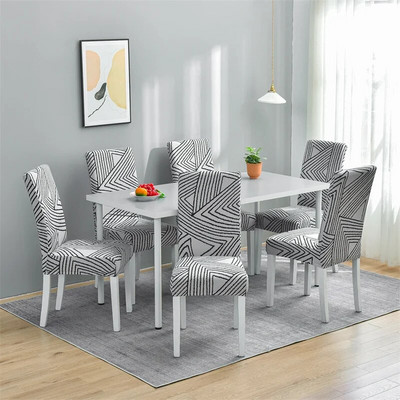 1 vnt geometriniai elastanų kėdžių užvalkalai, tamprūs valgomojo sėdynės užvalkalai, elastingas kėdės apsauginis dėklas restorano vestuvių banketui