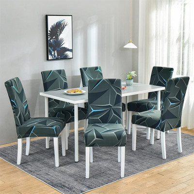 1 vnt geometriniai elastanų kėdžių užvalkalai, tamprūs valgomojo sėdynės užvalkalai, elastingas kėdės apsauginis dėklas restorano vestuvių banketui