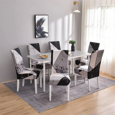 1 vnt geometriniai elastanų kėdžių užvalkalai, tamprūs valgomojo sėdynės užvalkalai, elastingas kėdės apsauginis dėklas restorano vestuvių banketui