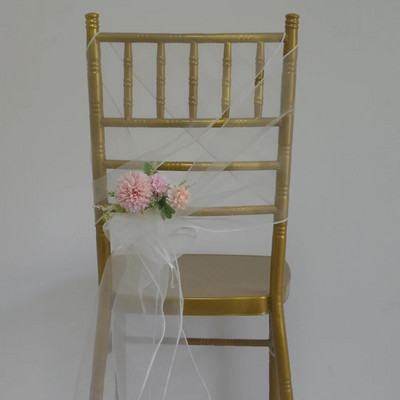 5 bucăți organza decorațiuni de nuntă 30x275 cm noduri fluturi pe plajă/pe gazon cerceve pentru scaune pentru ziua de Crăciun husă pentru scaun