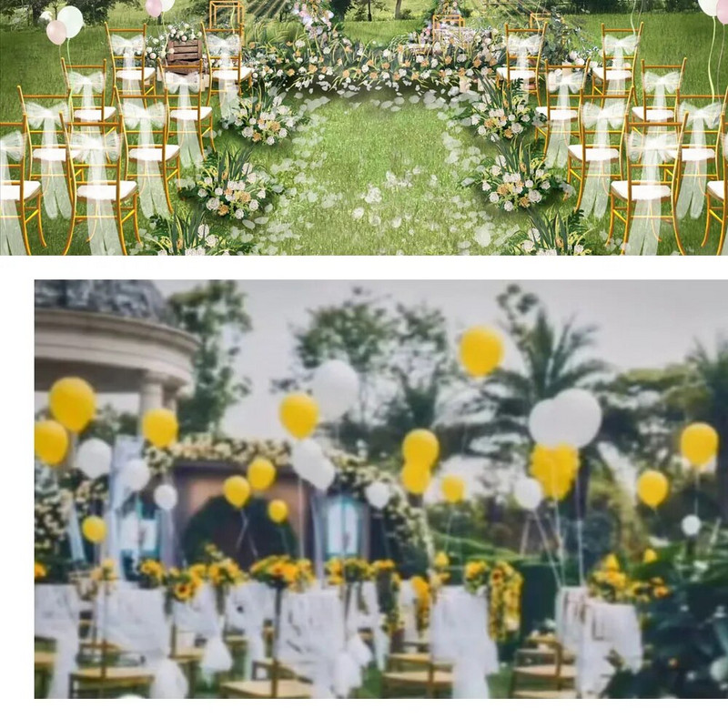 5 vnt organzos varčios vestuvinis papuošimas 30x275 cm drugelių mazgai paplūdimyje / vejos vakarėlio kėdės juostos Kalėdų gimtadienio kėdės užvalkalas