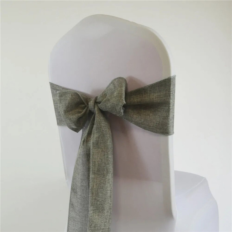 Vėdinių nėrinių kėdžių juosta Imituotos lininės kėdžių juostos vintažinėms vestuvėms Gimtadienio renginiams Šalies stiliai Vakarėlio dekoravimo reikmenys