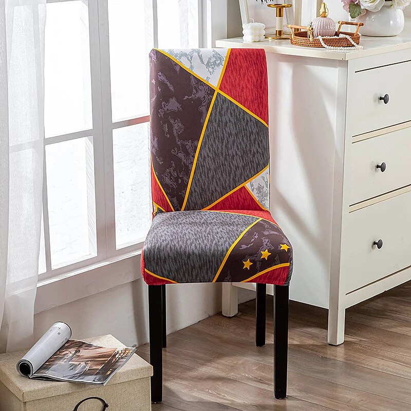 Geometrinis valgomojo kėdės užvalkalas spandex elastingas kėdės užvalkalas, tamprūs kėdžių užvalkalai, skirti vakarėlio viešbučio banketų valgomojo dekorui