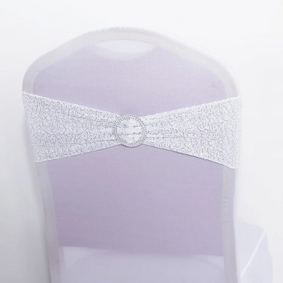 Cerceve pentru scaune din spandex cu paiete strălucitoare, cu cataramă rotundă, benzi pentru scaune de nuntă, huse pentru scaune, decorare, pentru petrecere, cină, pentru banchet.