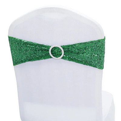 Cerceve pentru scaune din spandex cu paiete strălucitoare, cu cataramă rotundă, benzi pentru scaune de nuntă, huse pentru scaune, decorare, pentru petrecere, cină, pentru banchet.