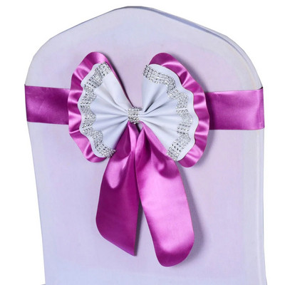 Spandex PU Cerceve pentru scaun de nuntă Decorare pentru scaunul de nuntă Coada gata făcută Papion Scaun Papion Comerț cu ridicata Banchet de lux Petrecere la hotel