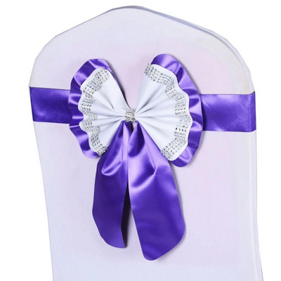 Spandex PU Cerceve pentru scaun de nuntă Decorare pentru scaunul de nuntă Coada gata făcută Papion Scaun Papion Comerț cu ridicata Banchet de lux Petrecere la hotel