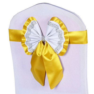 Spandex PU Cerceve pentru scaun de nuntă Decorare pentru scaunul de nuntă Coada gata făcută Papion Scaun Papion Comerț cu ridicata Banchet de lux Petrecere la hotel