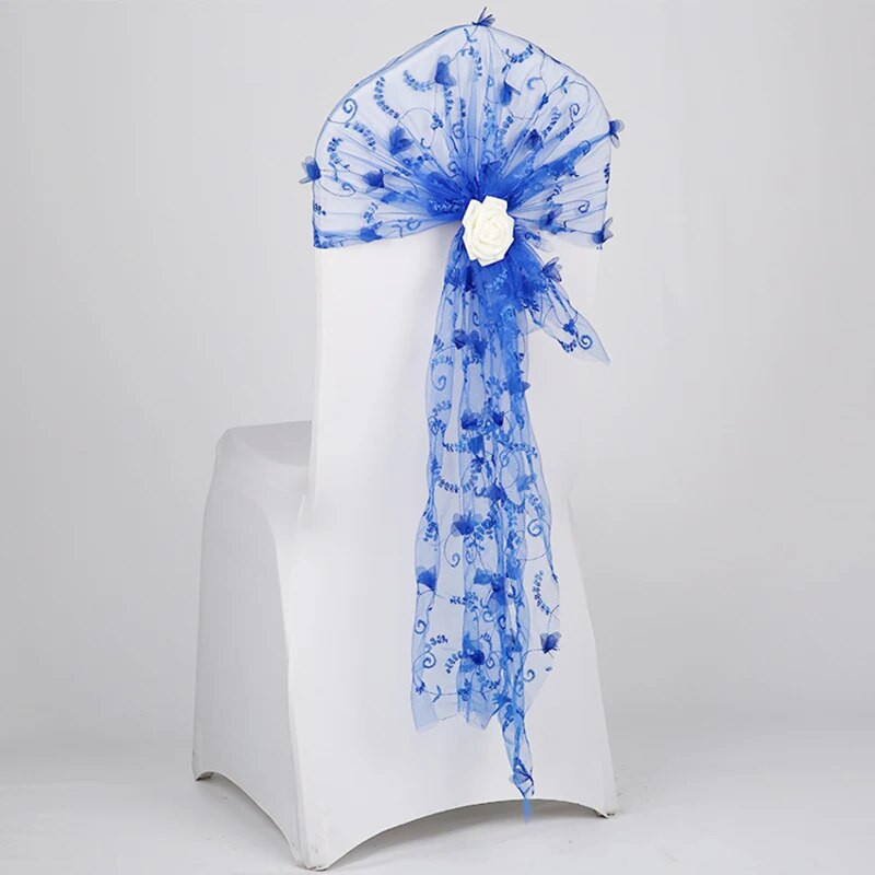 Uus stiil organza tooli vöörihma katteks banketi pulmapidu jõulukaunistus läbipaistva organza kanga varustus 1 tk