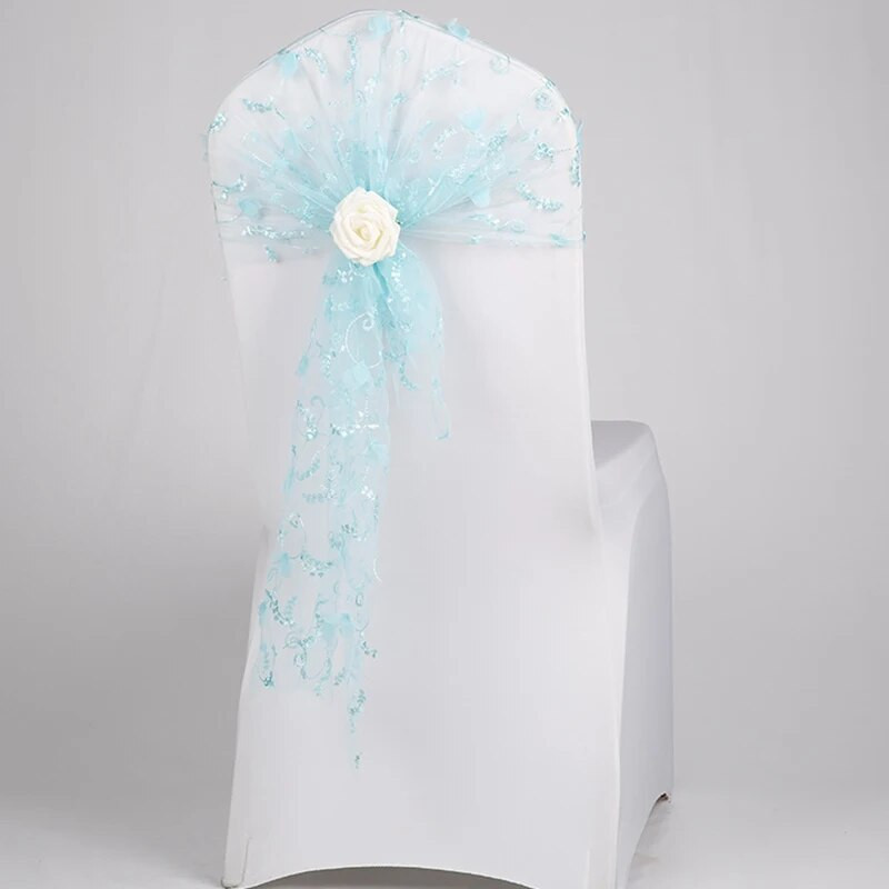 Uus stiil organza tooli vöörihma katteks banketi pulmapidu jõulukaunistus läbipaistva organza kanga varustus 1 tk