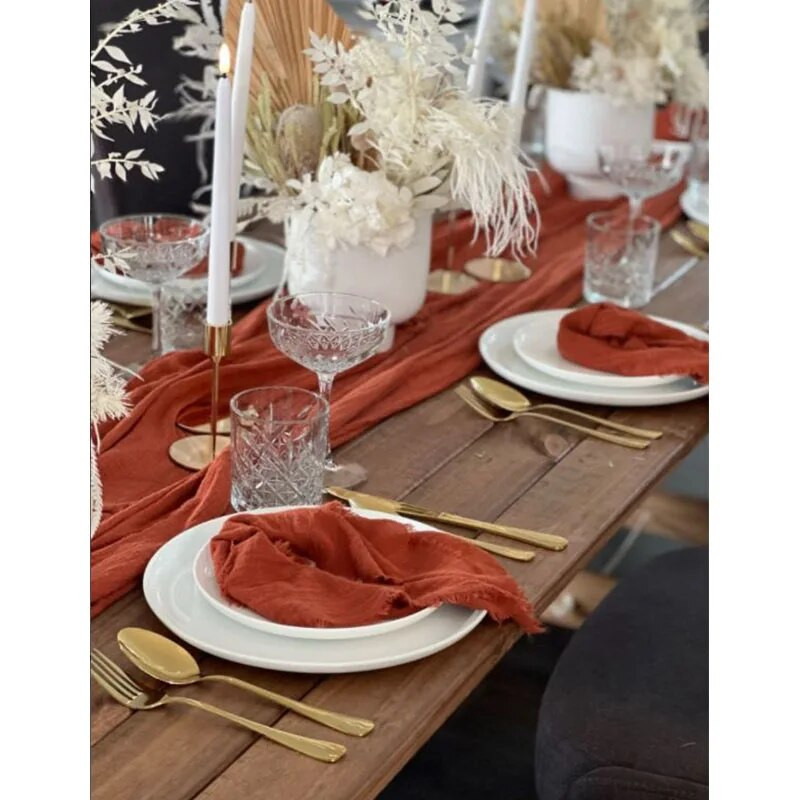 Χώρα πανί Γάμου Χαρτοπετσέτες Λινά Διακόσμηση Γάμου Κουζίνα Σπίτι Διακόσμηση Τραπεζαρίας Βαμβακερή Χώρα Ύφασμα Γάζα Προσαρμογή