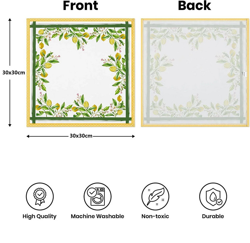2 vnt Vasarinės citrininės gėlės audinio servetėlės, plaunamos minkštos vakarienės stalo servetėlės, skirtos kokteilių vakarėliui, vestuvių banketui, atostogų namų dekoravimui