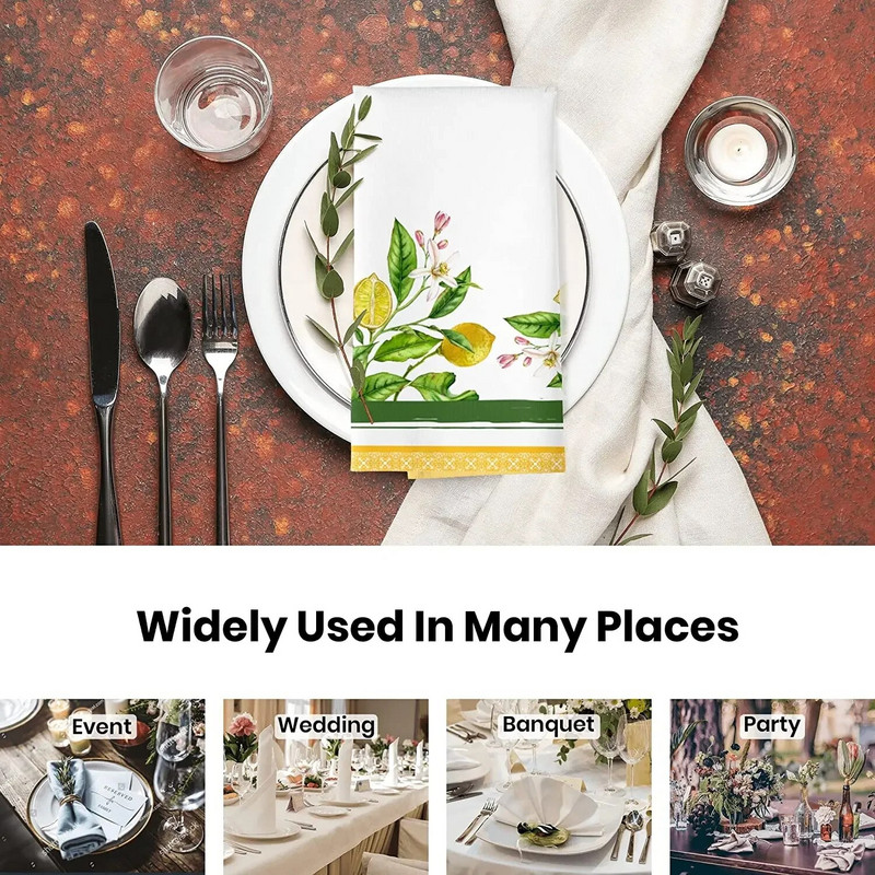 2 vnt Vasarinės citrininės gėlės audinio servetėlės, plaunamos minkštos vakarienės stalo servetėlės, skirtos kokteilių vakarėliui, vestuvių banketui, atostogų namų dekoravimui