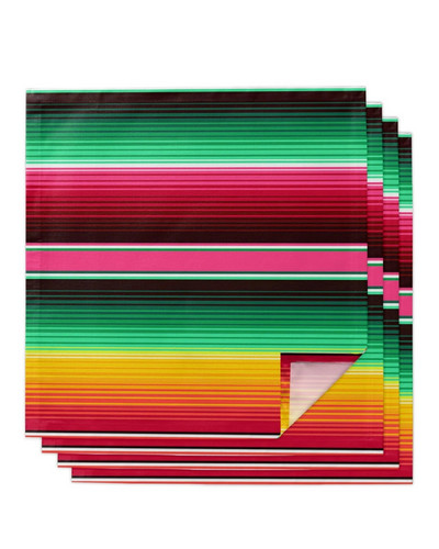 Meksikietiškos juostelės Spalvingos juostelės Kvadratinės medžiaginės stalo servetėlės Vestuvių dekoravimui Staltiesė virtuvės vakarienės serviravimo servetėlės 30x30cm