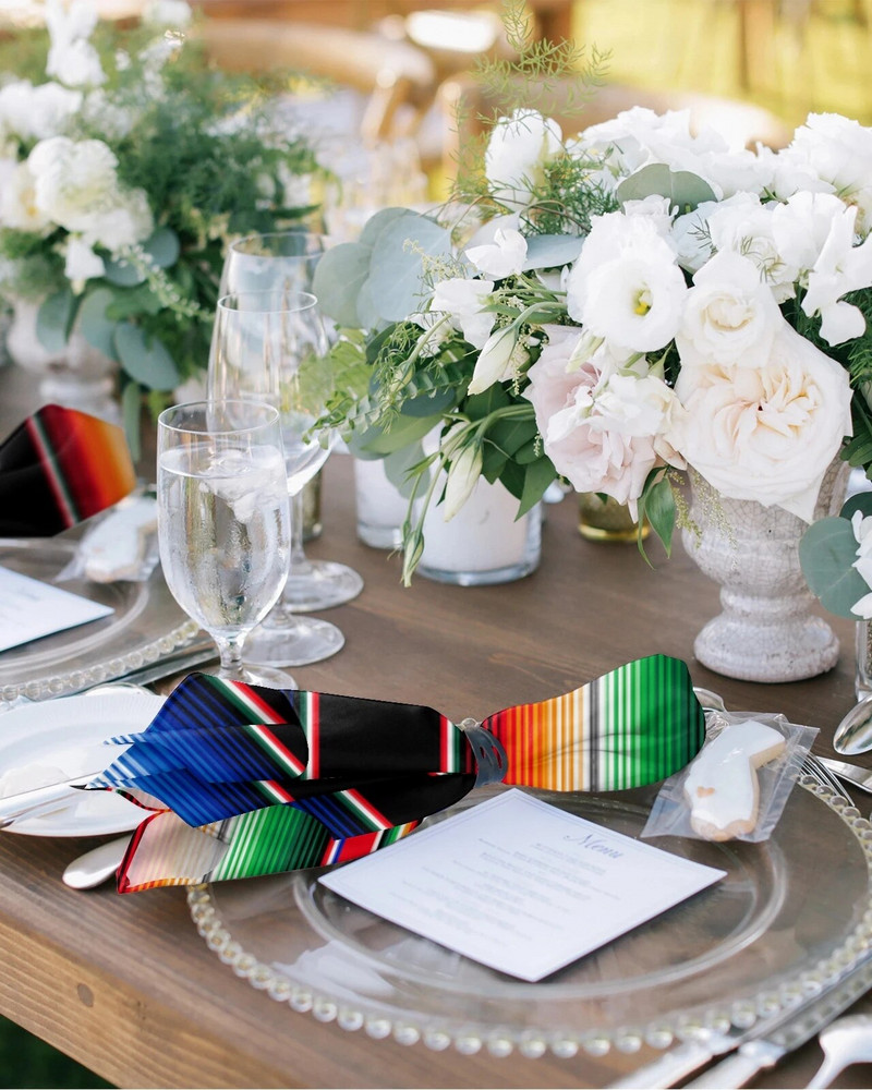 Meksikietiškos juostelės Spalvingos juostelės Kvadratinės medžiaginės stalo servetėlės Vestuvių dekoravimui Staltiesė virtuvės vakarienės serviravimo servetėlės 30x30cm