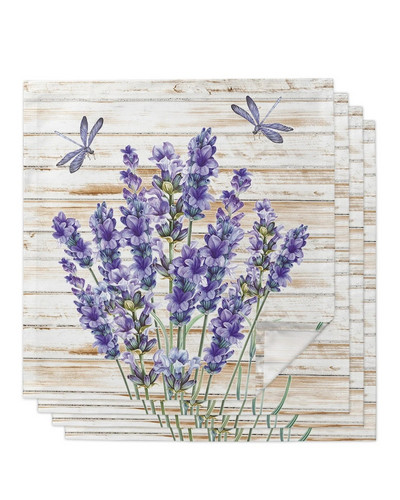 Șervețele din pânză din lemn de lavandă cu flori violete pentru decorarea mesei, bucătărie, cină, șervețele de masă reutilizabile decor de nuntă