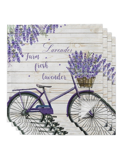 Șervețele din pânză din lemn de lavandă cu flori violete pentru decorarea mesei, bucătărie, cină, șervețele de masă reutilizabile decor de nuntă