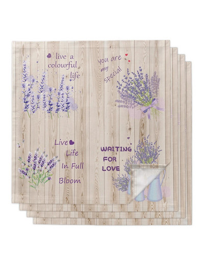 Șervețele din pânză din lemn de lavandă cu flori violete pentru decorarea mesei, bucătărie, cină, șervețele de masă reutilizabile decor de nuntă