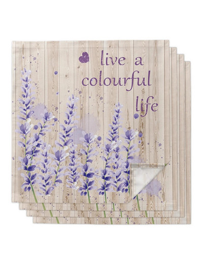 Șervețele din pânză din lemn de lavandă cu flori violete pentru decorarea mesei, bucătărie, cină, șervețele de masă reutilizabile decor de nuntă