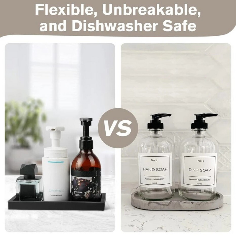 Silikoninis vonios kambario praustuvo padėklas Rankų muilo dozatoriaus padėklas Stalviršis Raktai Kvepalai Rankšluosčiai Organizatorius Tualeto bako padėklas Namų dekoras