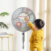 Ventiliatoriaus apsauginis dangtelis nuo susispaudimo rankų apsauginis krepšys, poliesterio grindų ventiliatoriaus dėklas Mielas animacinio filmo pjedestalo stovas apvalus ventiliatoriaus apsauginis dangtelis nuo dulkių