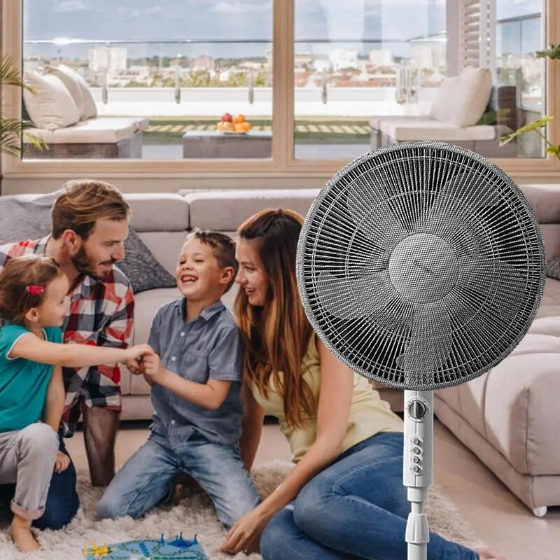 Ventiliatoriaus apsauginis dangtelis nuo susispaudimo rankų apsauginis krepšys, poliesterio grindų ventiliatoriaus dėklas Mielas animacinio filmo pjedestalo stovas apvalus ventiliatoriaus apsauginis dangtelis nuo dulkių