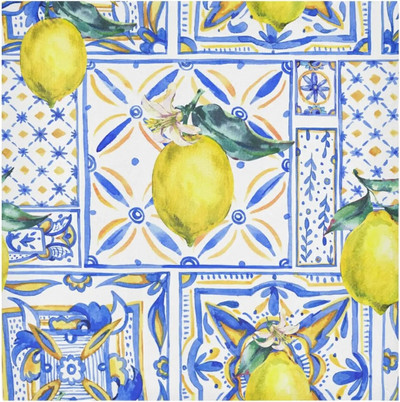 Șervețele de masă cu imprimeu albastru, galben lămâie, decorațiuni de masă, șervețele reutilizabile din pânză din poliester pentru decorațiuni pentru petrecerea de nuntă