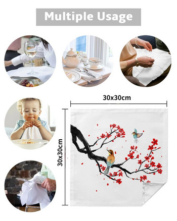 2 τμχ Κινέζικο στυλ Flower Bird επαναχρησιμοποιήσιμες επιτραπέζιες χαρτοπετσέτες Δείπνο Διακόσμηση δείπνου γάμου Υφασμάτινες χαρτοπετσέτες προμήθειες Διακόσμηση πάρτι