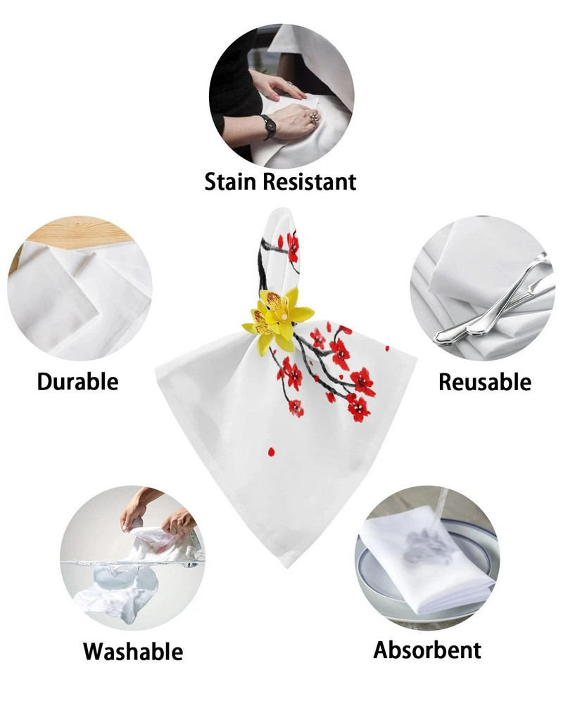 2 vnt kiniško stiliaus gėlių paukščių daugkartinio naudojimo stalo servetėlės vakarienės vestuvių banketų dekoras Audinių servetėlės reikmenys vakarėlio dekoravimui