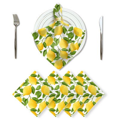 2 buc șervețele de pânză pentru pictură, frunze verde lămâie, pentru decorarea nunții, șervețele de masă, lavabile, reutilizabile, pentru decorarea mesei de petrecere de vacanță