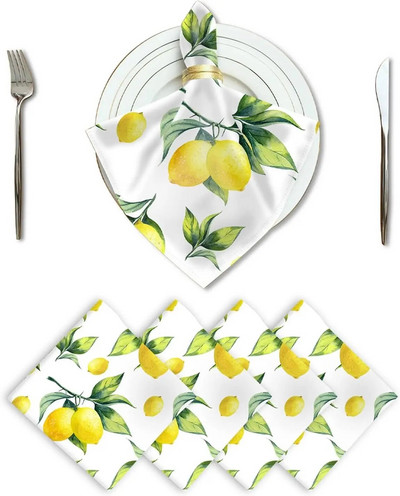 2 buc șervețele de pânză pentru pictură, frunze verde lămâie, pentru decorarea nunții, șervețele de masă, lavabile, reutilizabile, pentru decorarea mesei de petrecere de vacanță