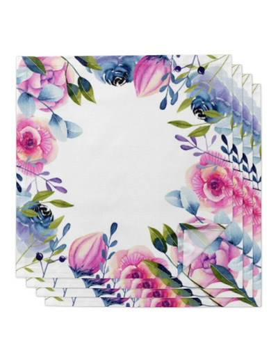 Servețele de masă din pânză de crin cu flori mov, fluture, decor de masă pentru nuntă, pentru petrecere de aniversare, batistă, șervețele de servire reutilizabile