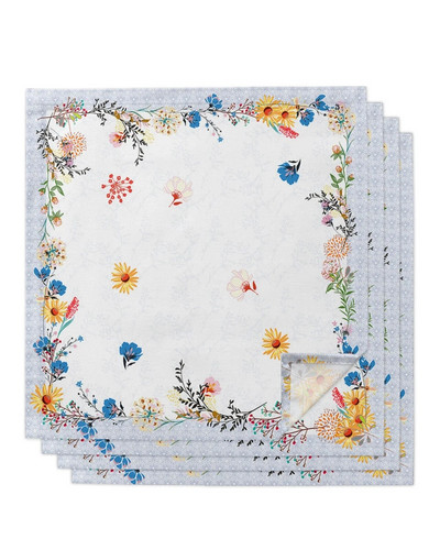 Servețele de masă din pânză de crin cu flori mov, fluture, decor de masă pentru nuntă, pentru petrecere de aniversare, batistă, șervețele de servire reutilizabile