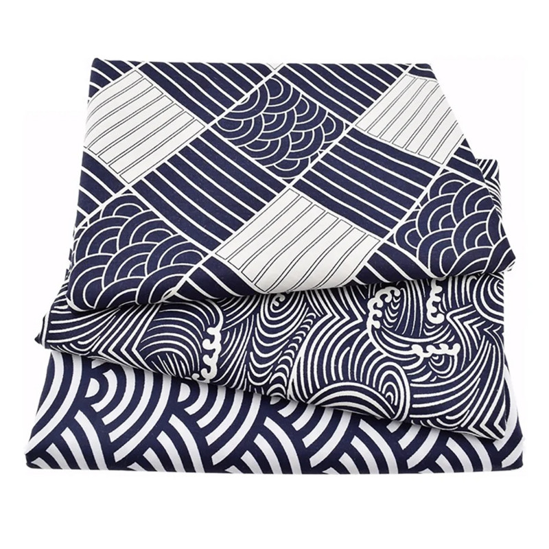 Japoniško stiliaus medvilninė lininė staltiesė Plaunama stačiakampė mėlyna jūra raibuliuojanti namų kavos valgomojo stalas židinys mikrobangų krosnelės dangtis